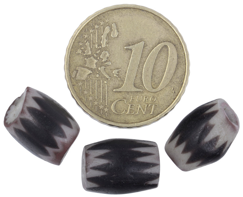 Rare 4 Layer Black Venetian Chevron Trade Beads | Antique Glass - close-up
