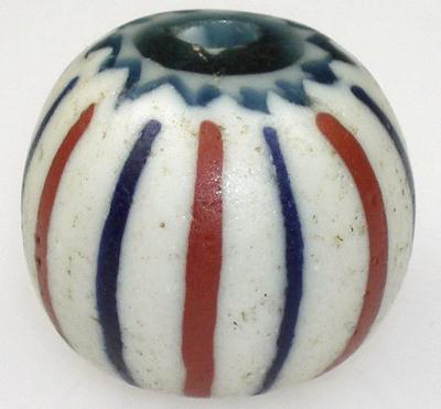 4-Layer Round Striped Venetian Chevron Bead 19X16Mm Antique - alternate view