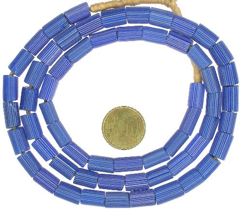 Blue 6-Layer Gooseberry Chevron Beads - Antique Venetian Strand - alternate view