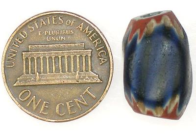 Rare 7-Layer Twisted Square Blue Venetian Chevron Bead 18X11Mm - alternate view