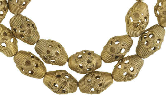 Large African Brass Beads - Handmade In Ghana, 24" Strand - alternate view