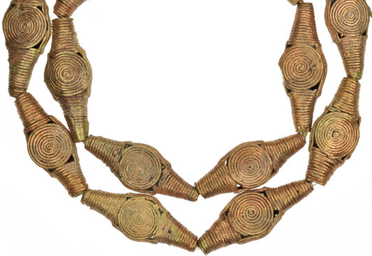 African Handmade Brass Beads - 26" Strand, Ghana Lost Wax Technique - alternate view