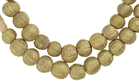 Handmade African Round Brass Beads From Ghana - 20.5" Strand - alternate view