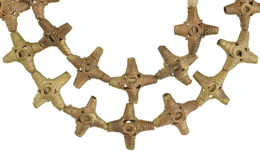 African Cross Brass Beads Handmade In Ghana - 22.5" Strand - alternate view