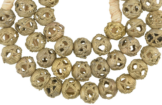 Authentic African Brass Round Beads - 12Mm, Handmade In Ghana, 20.5" - alternate view