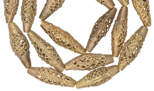 Handmade African Brass Beads, 25" Strand, Crafted In Ghana - alternate view