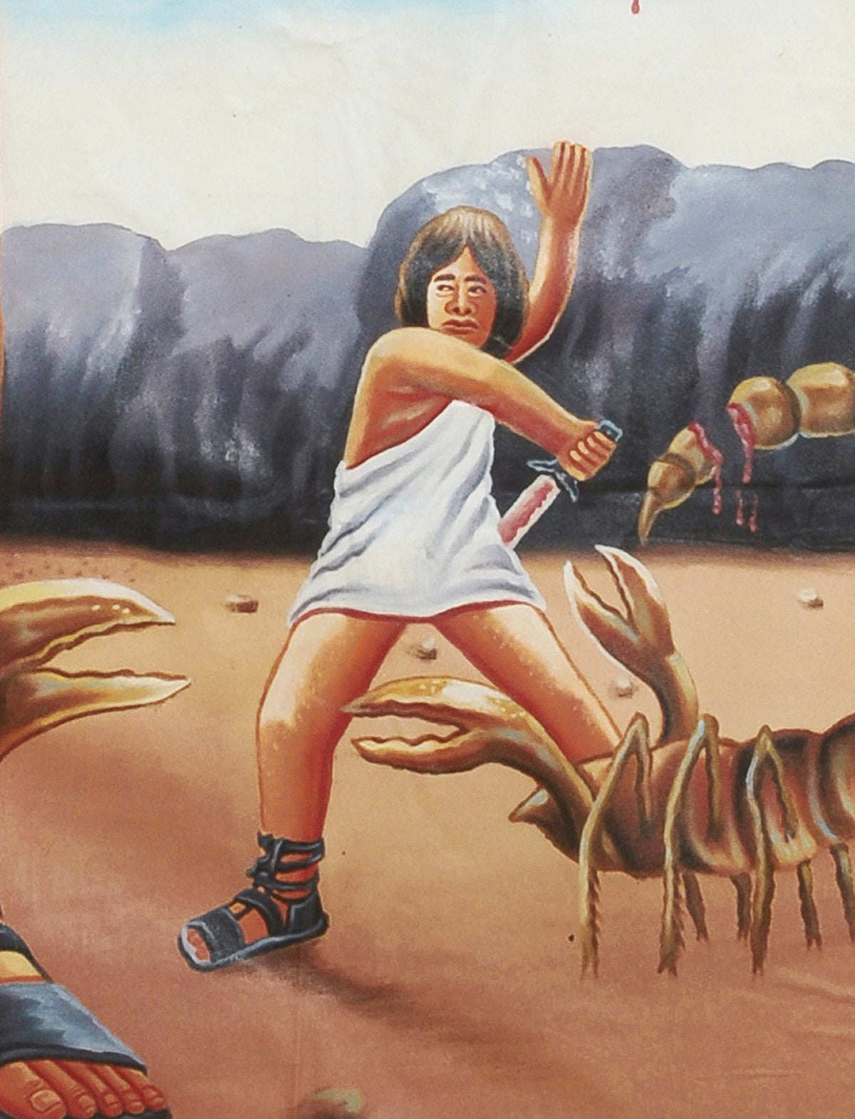 Clash Of The Titans Movie Poster - Hand-Painted Art From Ghana - close-up