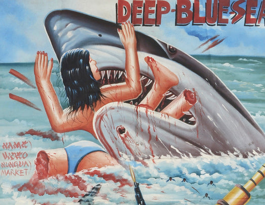 Deep Blue Sea Movie Poster Hand-Painted In Ghana Horror - alternate view