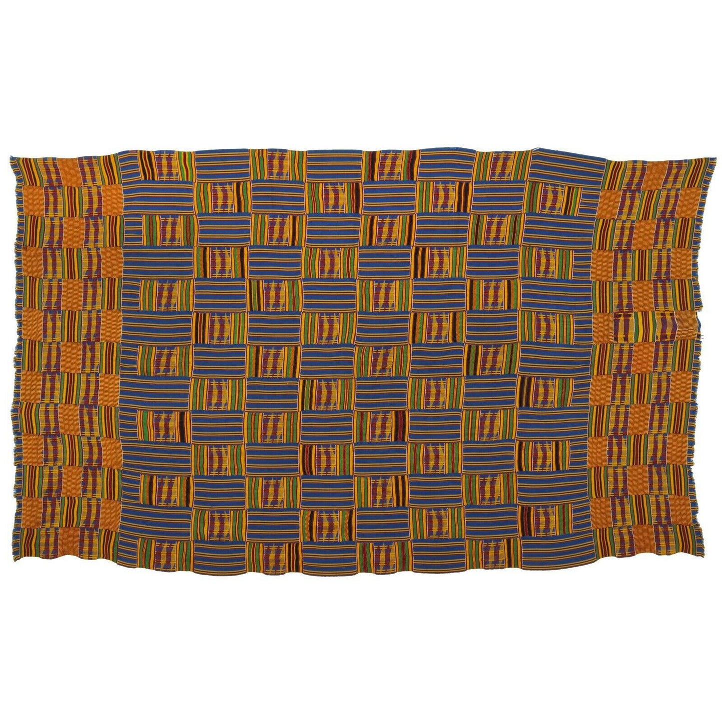 Handwoven Ashanti Kente Cloth – Vintage 1970s Woman Size (189×117 cm)