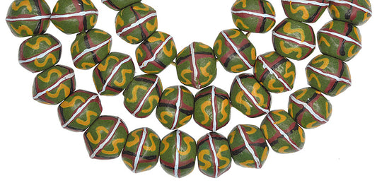African Powder Glass Beads - 17-18Mm Fancy Krobo Bicone Strand - alternate view
