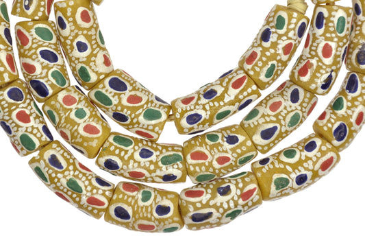 African Fancy Powder Glass Beads - Recycled Krobo Trade Beads, 10-11Mm - alternate view