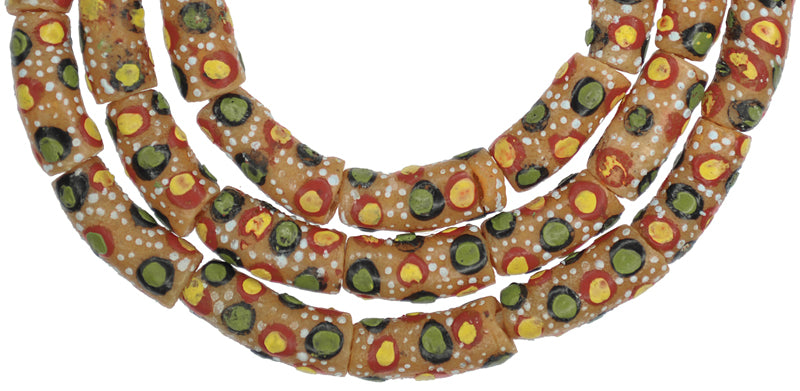 African Trade Beads 9-10Mm - Fancy Powder Glass Beads From Ghana - alternate view