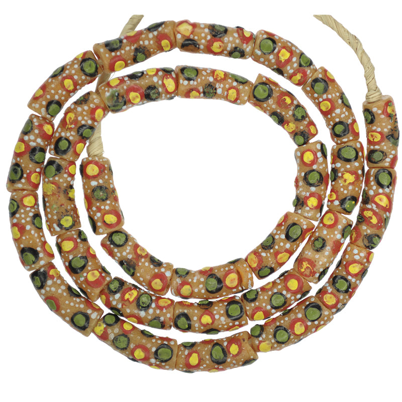 African Trade Beads 9-10Mm - Fancy Powder Glass Beads From Ghana