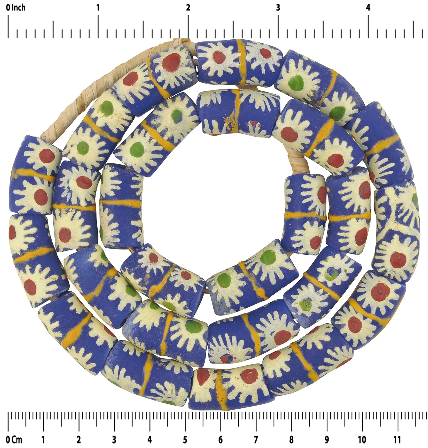 Large Fancy Powder Glass Beads - African Trade Beads From Ghana - zoomed-in detail