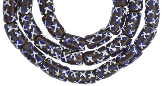 Handmade African Powder Glass Beads - Fancy Krobo Trade Beads - alternate view