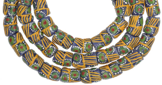 Vibrant 11Mm Fancy Powder Glass African Trade Beads - Ghana Made - alternate view