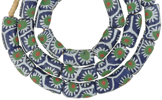 Handmade Fancy African Trade Beads - 24" Krobo Glass Beads Ghana - alternate view