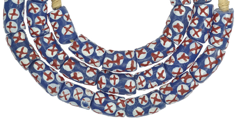 African Powder Glass Beads 11-12Mm - Fancy Krobo Trade Beads - alternate view