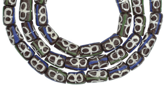 New African Trade Beads - 9Mm Fancy Powder Glass Beads, Ghana - alternate view