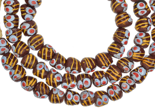 African Trade Beads - Fancy Krobo Glass Beads, 10-11Mm, Handmade In Ghana - alternate view