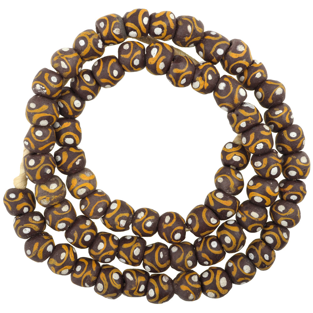 African Powder Glass Fancy Trade Beads, 11Mm - Handcrafted In Ghana