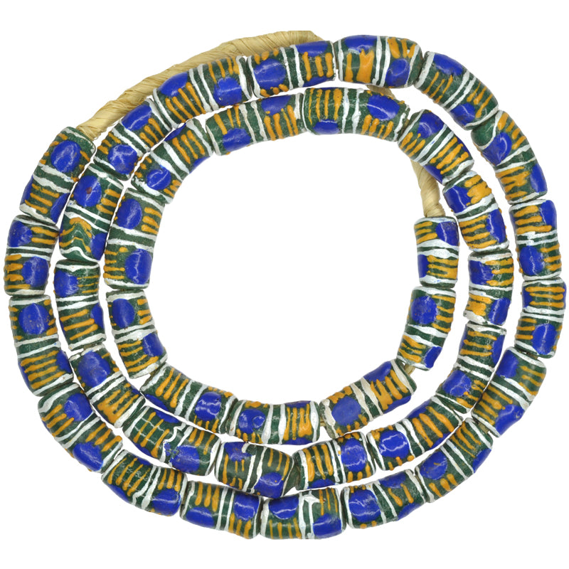 Authentic 9Mm African Powder Glass Krobo Beads - Venetian Fancy Style