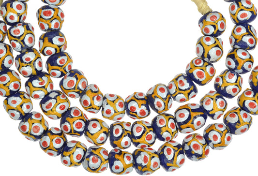 African Millefiori-Style Powder Glass Beads, 10-11Mm, Handmade In Ghana - alternate view