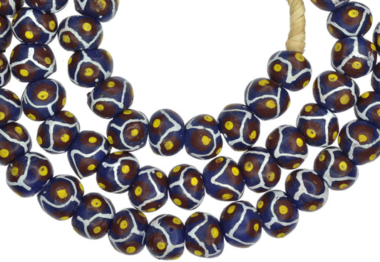 Vibrant African Trade Beads - Fancy 12-13Mm Krobo Glass Beads - alternate view