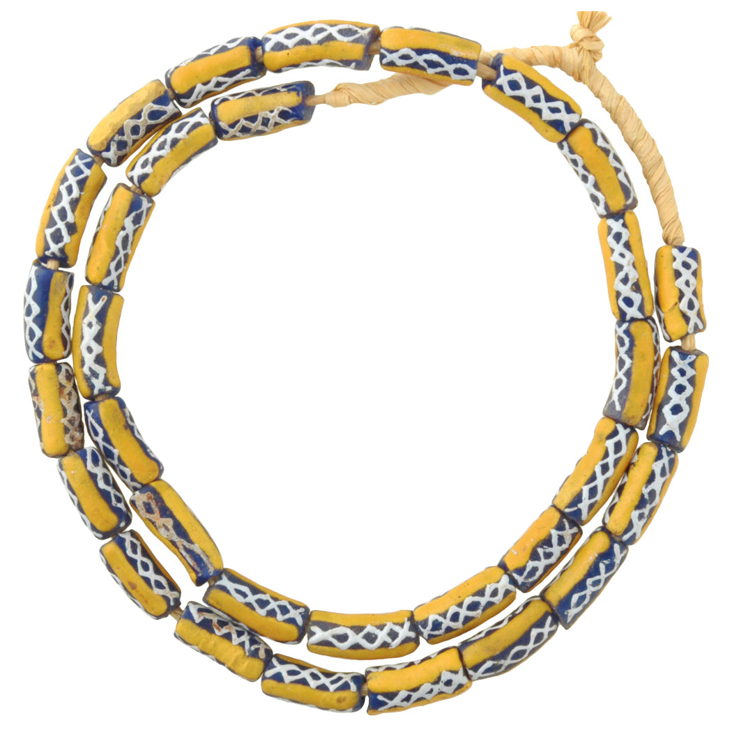 New Fancy Powder Glass African Beads - 9-10Mm, Made In Ghana