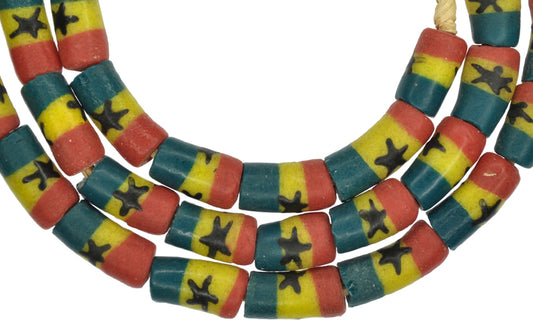 Ghana Flag Powder Glass Beads - African Trade Recycled Beads - alternate view