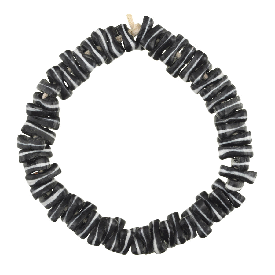 Black & White Powder Glass Beads Bracelet - Ghana Recycled Beads