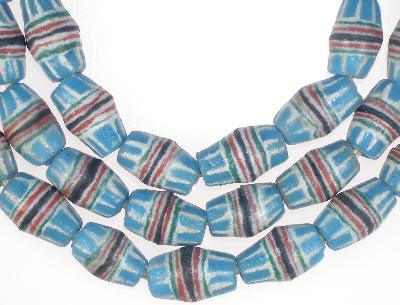 Oval Powder Glass Beads - Recycled African Trade Beads From Ghana - alternate view