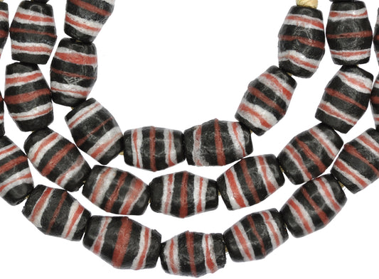 Oval Krobo Powder Glass Beads - African Recycled Trade Beads - alternate view