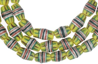 Oval Powder Glass African Trade Beads - 9Mm Krobo Beads - alternate view