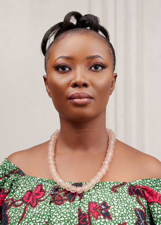 Handmade Beaded Glass Necklace | African Trade Beads & Brass - alternate view