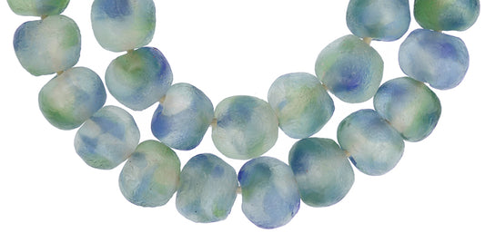 X-Large Multicolored Krobo Glass Beads - Recycled African Trade Beads - zoomed-in detail