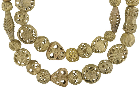 Handmade African Brass Beads From Ghana - 24.75" Strand - alternate view