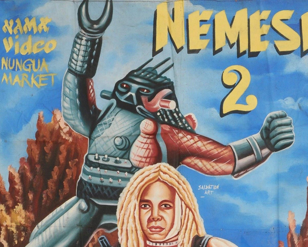 Nemesis 2 Movie Poster - Hand-Painted Ghana Cinema Art - close-up