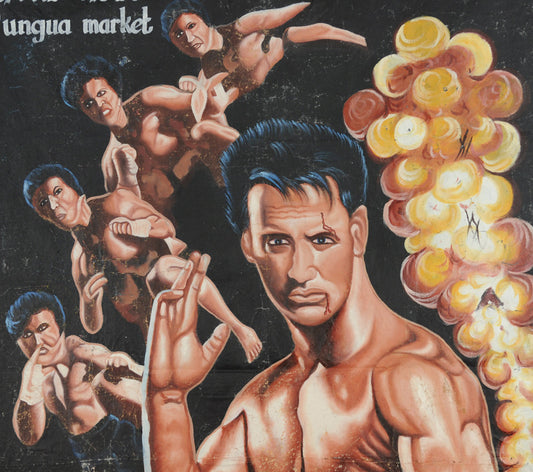 Kick Fighter Movie Poster - Unique Hand-Painted Ghanaian Art - alternate view