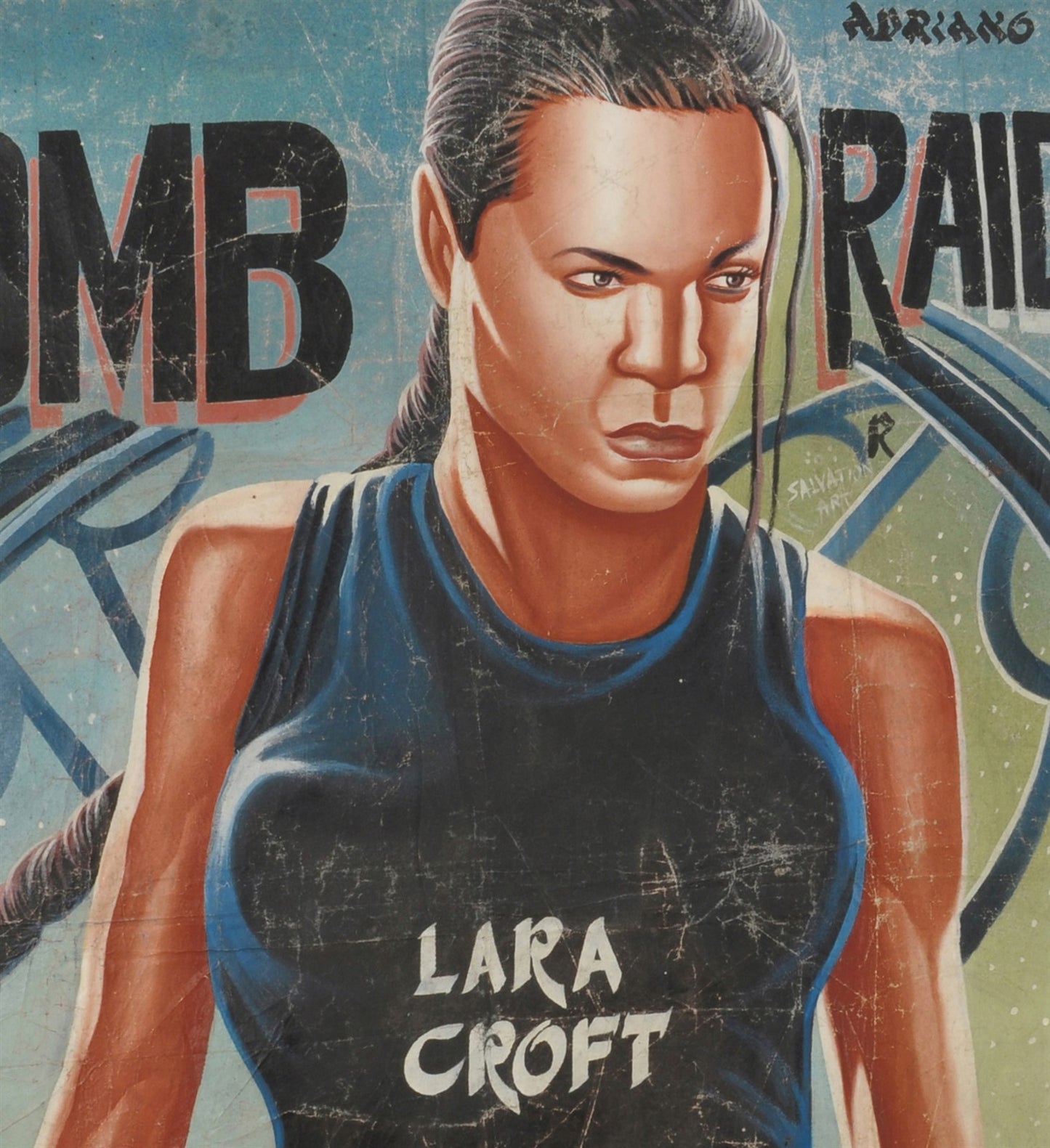 Tomb Raider Movie Poster Lara Croft - Hand-Painted In Ghana - alternate view