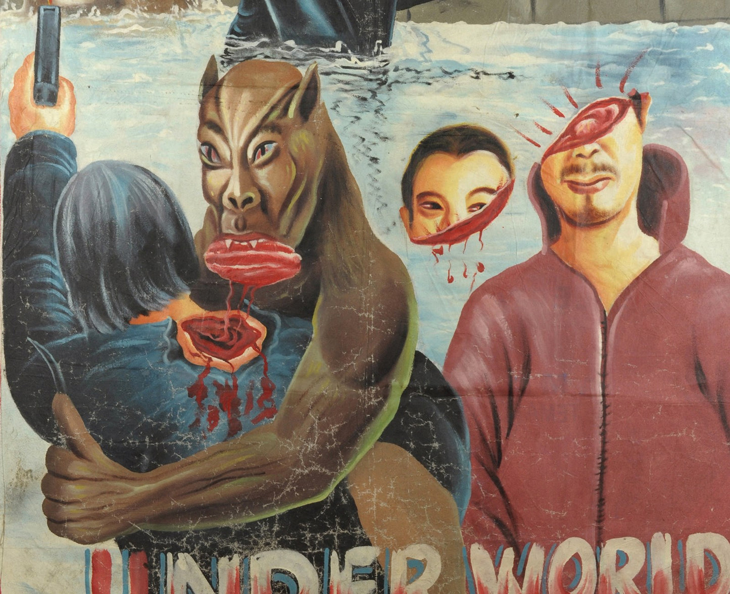 Underworld Hand-Painted Movie Poster - Authentic African Horror Art - close-up