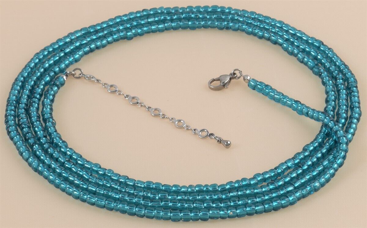 Extension Chain Teal Color African Waist Beads – 4mm Handmade Body Jewelry
