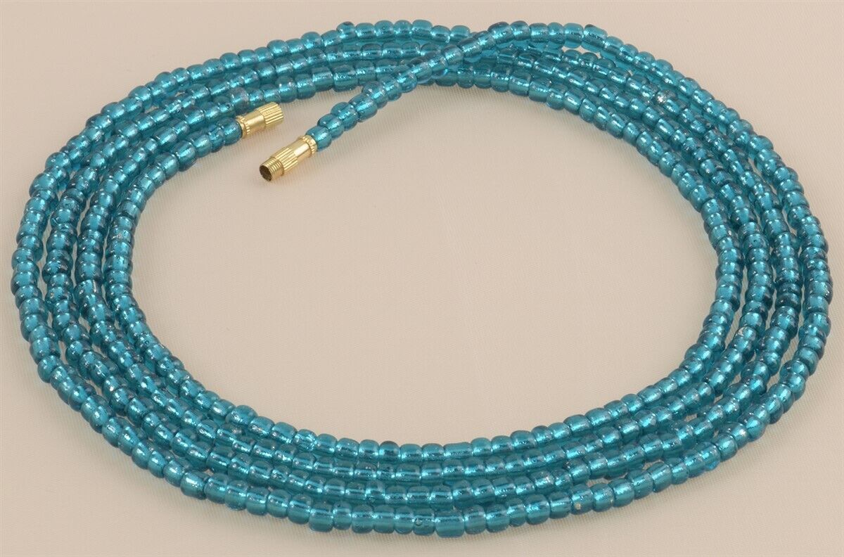 Screw Clasp Teal Color African Waist Beads – 4mm Handmade Body Jewelry