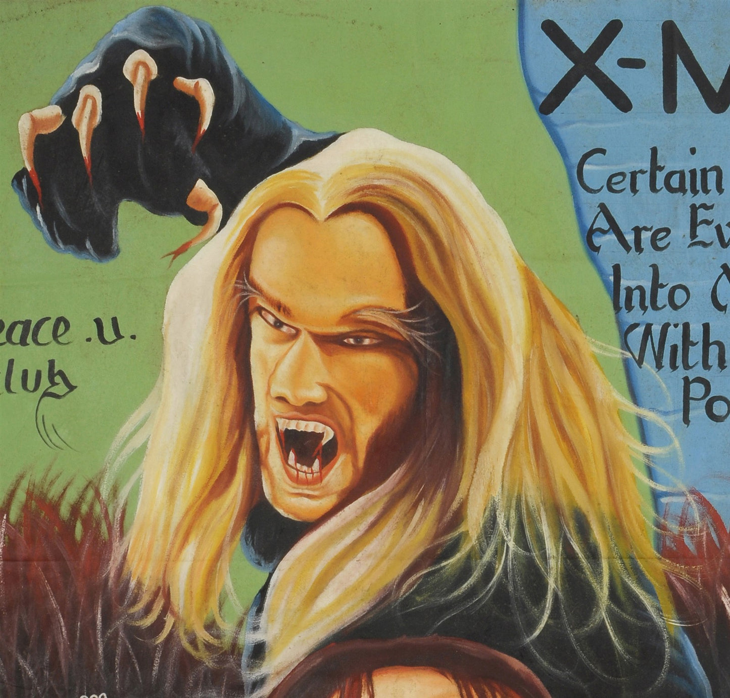 Unique X-Men Movie Poster - Hand-Painted In Ghana - close-up