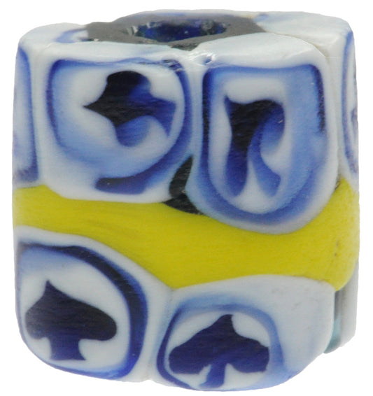 Rare Antique "Ace Of Spade" Millefiori African Trade Bead, 12X12Mm - alternate view