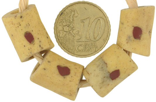 Rare Old Authentic Akoso Powder Glass Beads with Venetian Green Hearts