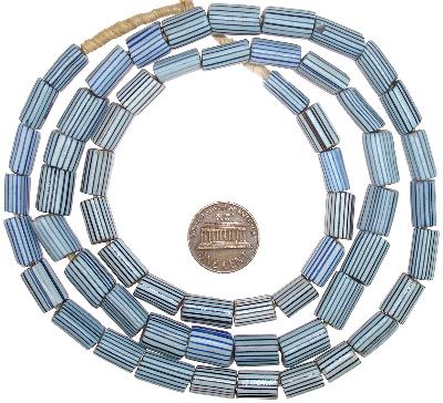 Old Strand Of Awale Venetian Chevron Beads, Blue & Black Stripe - alternate view