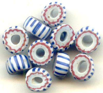 Old Strand Of Awale Venetian Chevron Beads 27.75", Early 1900S - close-up