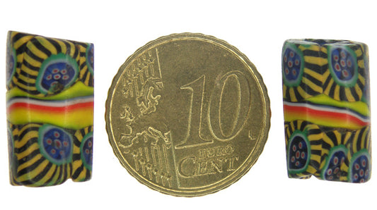 Rare "Peacock" Banded Antique Millefiori Venetian Mosaic Glass Trade Beads - alternate view