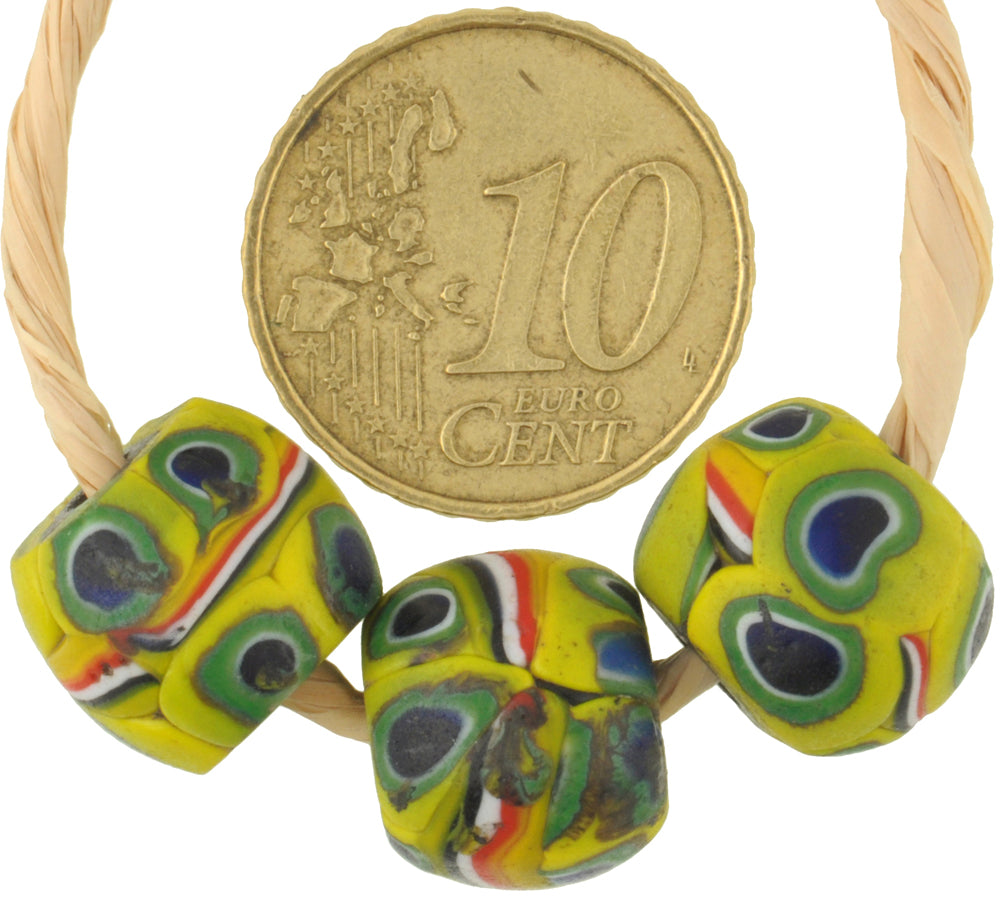 Antique Venetian Banded Millefiori African Trade Beads - 13X11Mm - alternate view